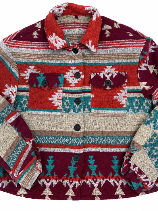 Jackets & Blazers - Aztec-Print Button Front Jacket